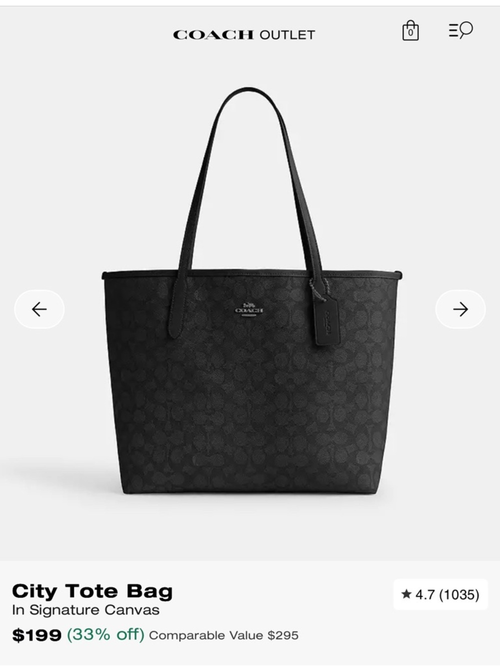 Coach Black and Charcoal Signature Tote - Picture 4 of 5